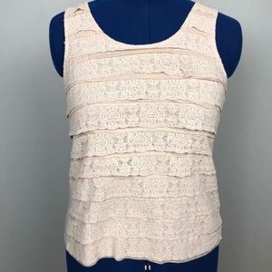 J. Crew ivory lace tiered sleeveless top